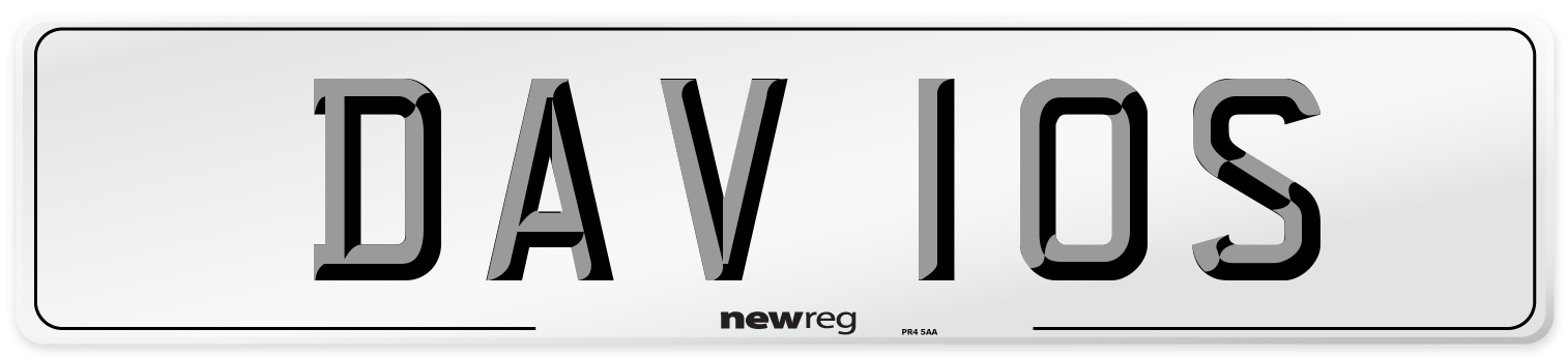 DAV 10S Number Plate from New Reg